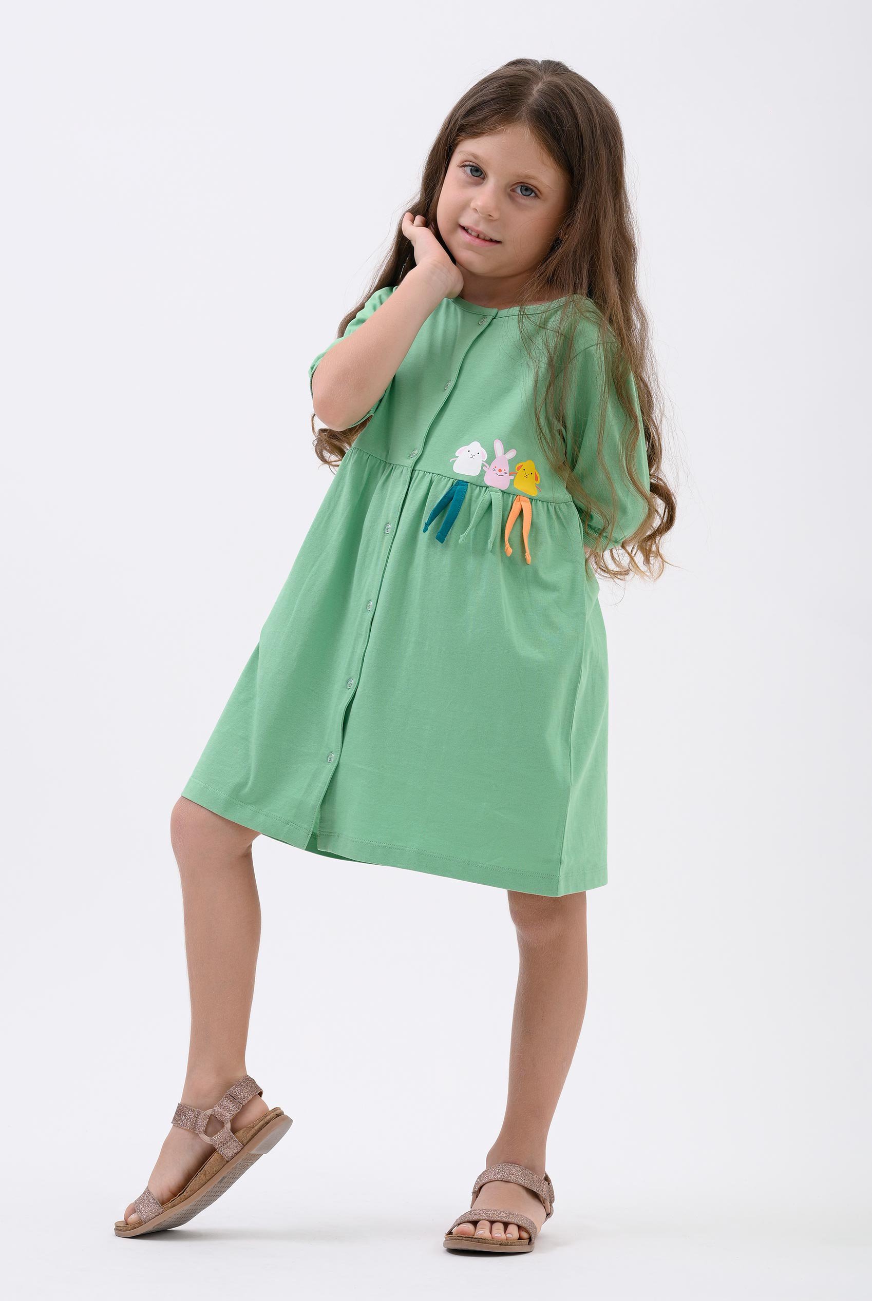 Girls Little Rabbit Puff Sleeve Dress  (12/18mths-6/7yrs)
