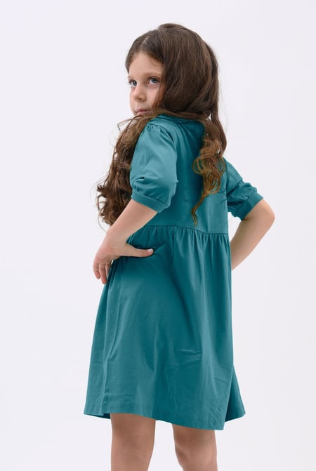 Girls Olive Little Rabbit Puff Sleeve Dress  (12/18mths-6/7yrs)