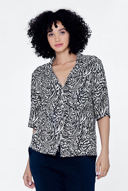 Black Animal Print Relaxed Shirt