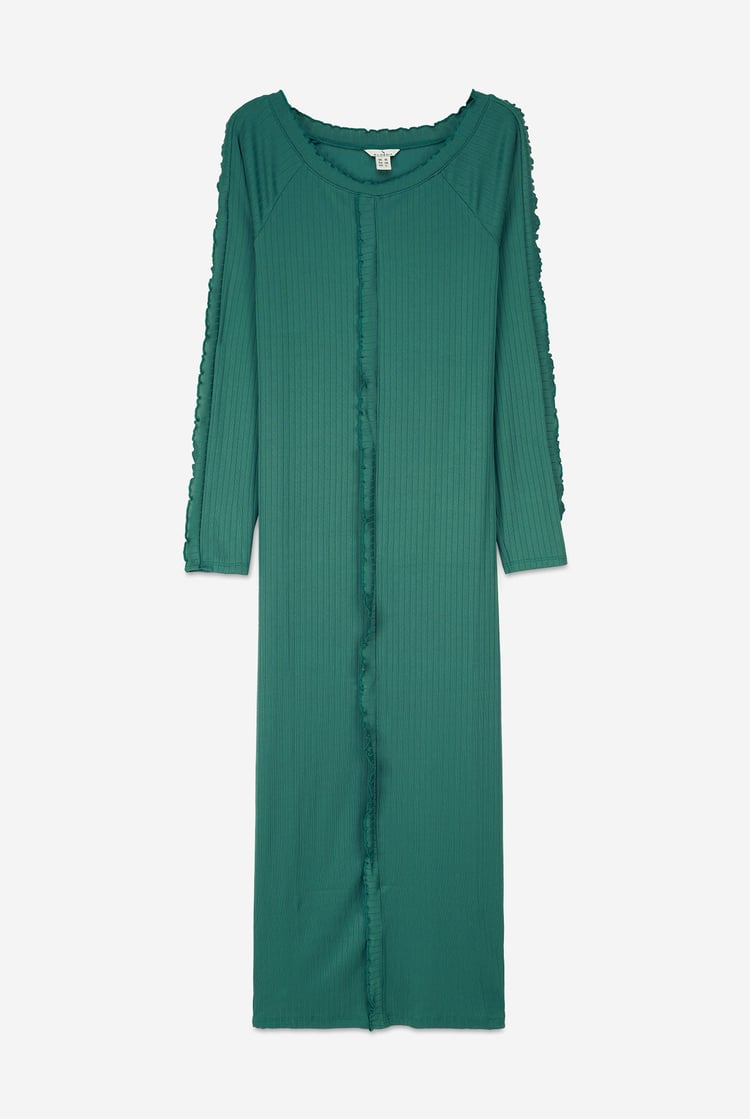 Ruffle Seam Midaxi Rib Dress