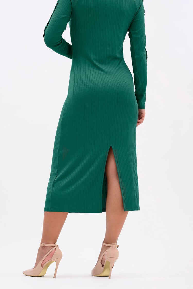 Ruffle Seam Midaxi Rib Dress