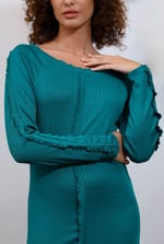 Ruffle Seam Midaxi Rib Dress