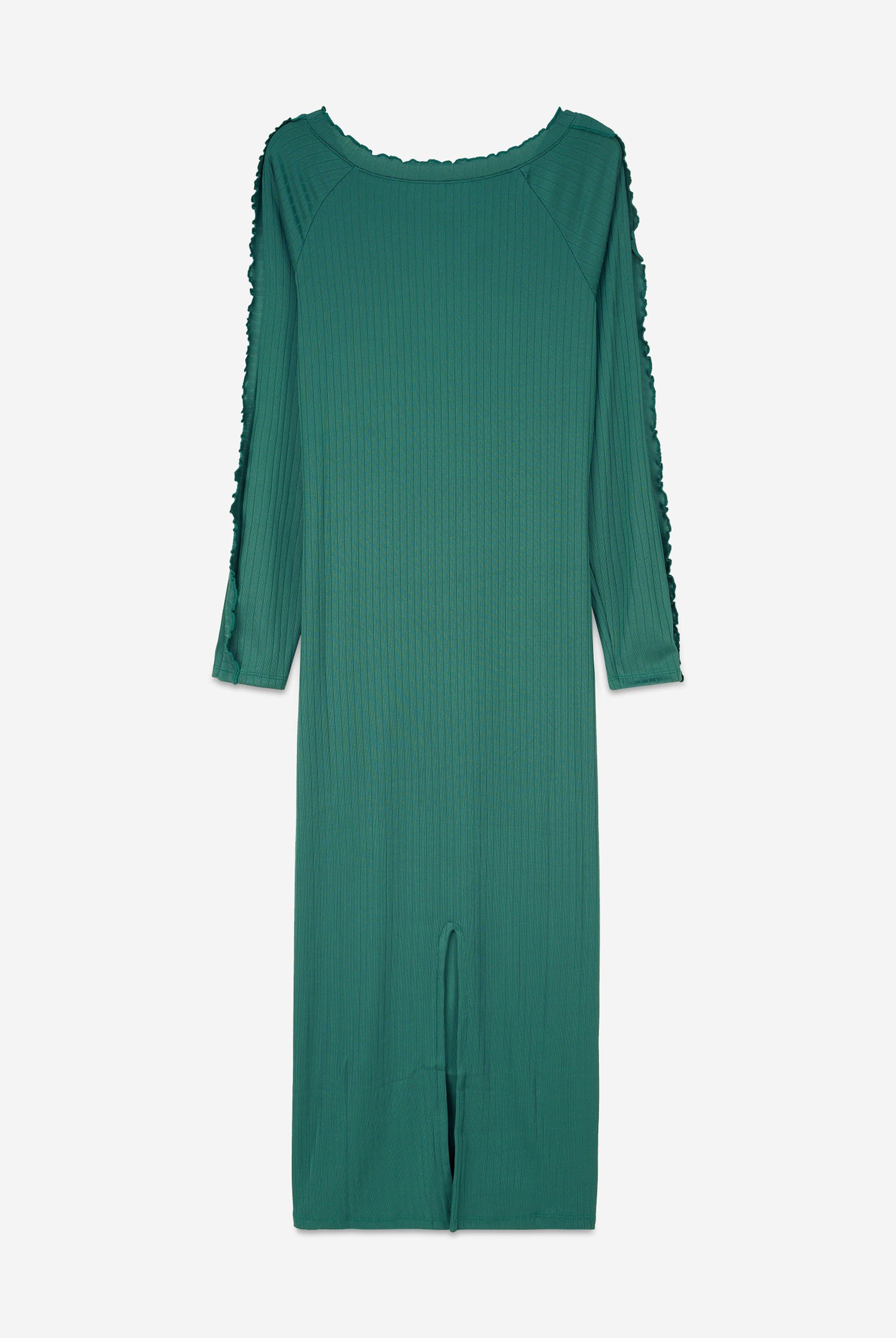 Ruffle Seam Midaxi Rib Dress