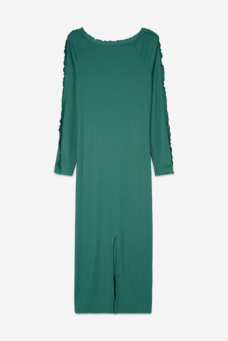 Ruffle Seam Midaxi Rib Dress