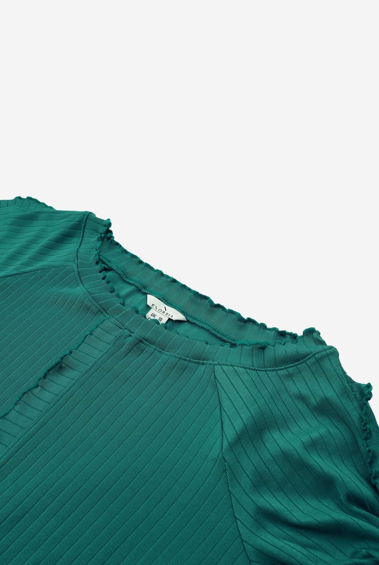 Ruffle Seam Midaxi Rib Dress