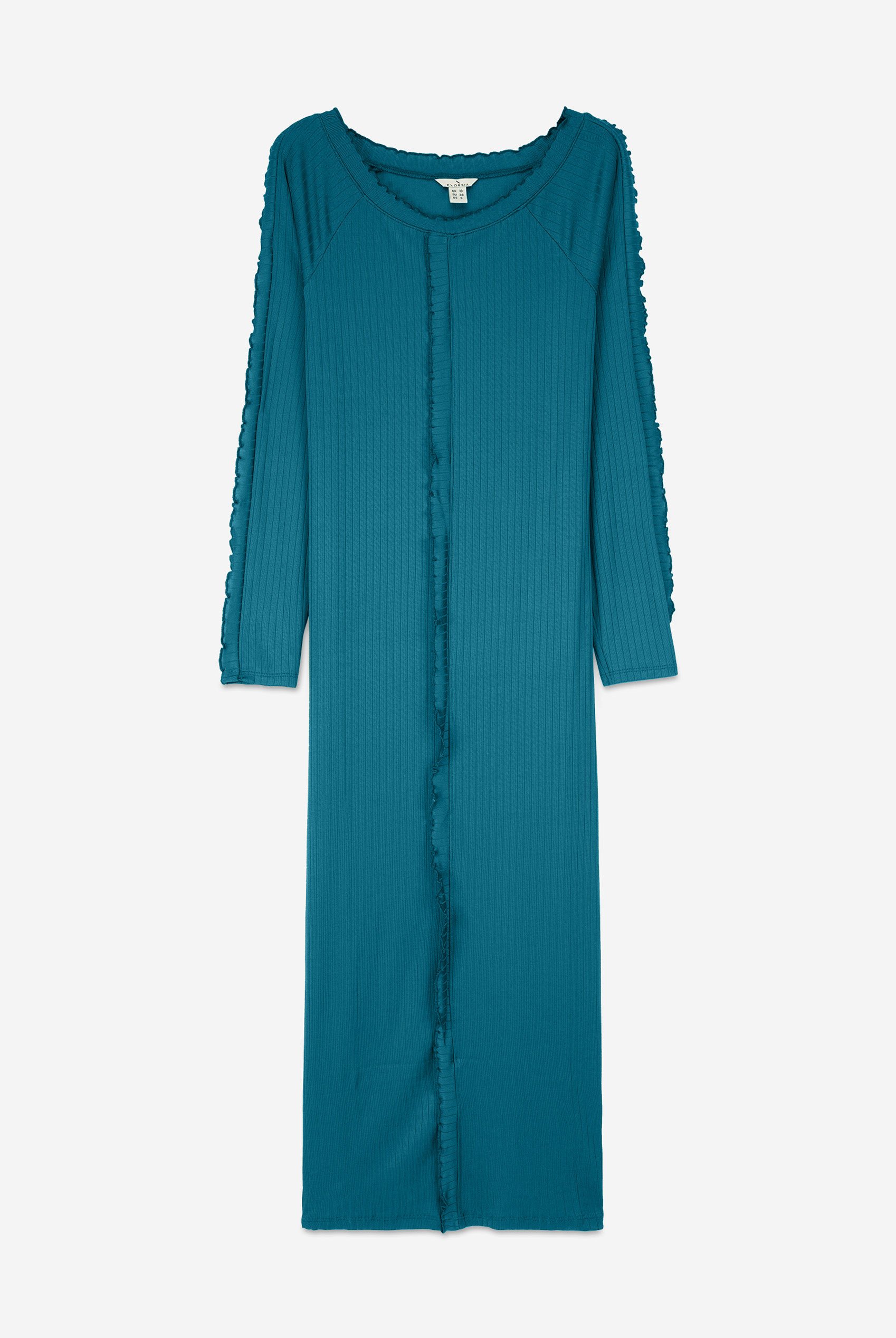 Ruffle Seam Midaxi Rib Dress