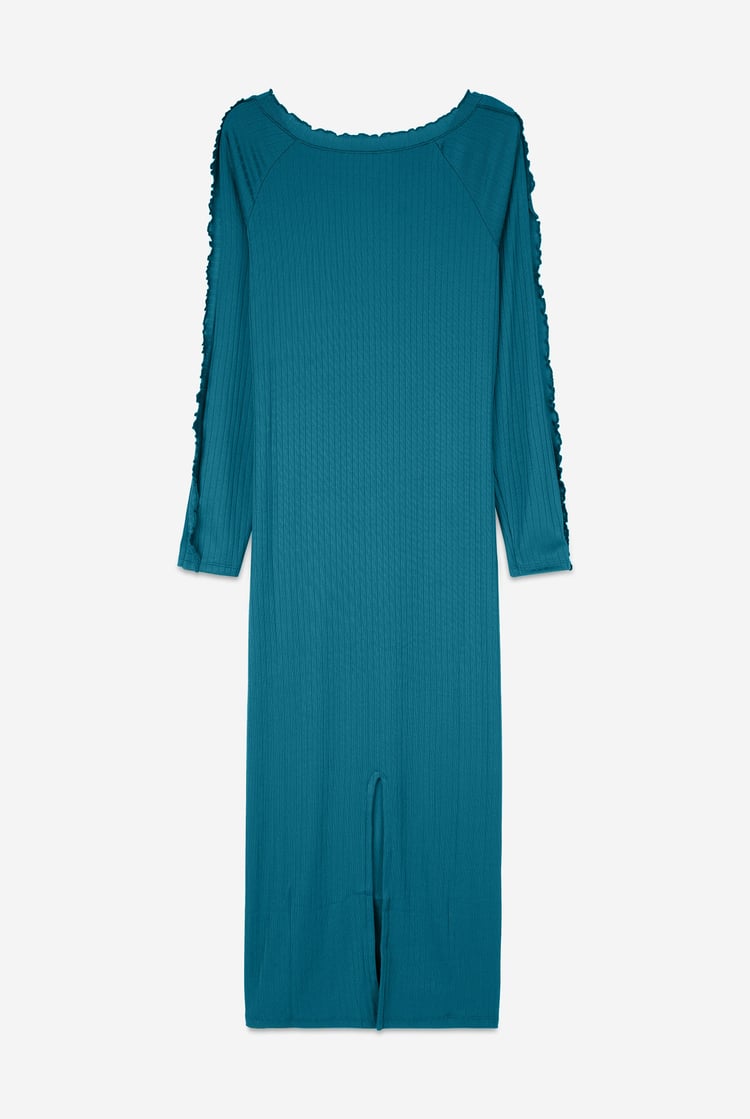 Ruffle Seam Midaxi Rib Dress