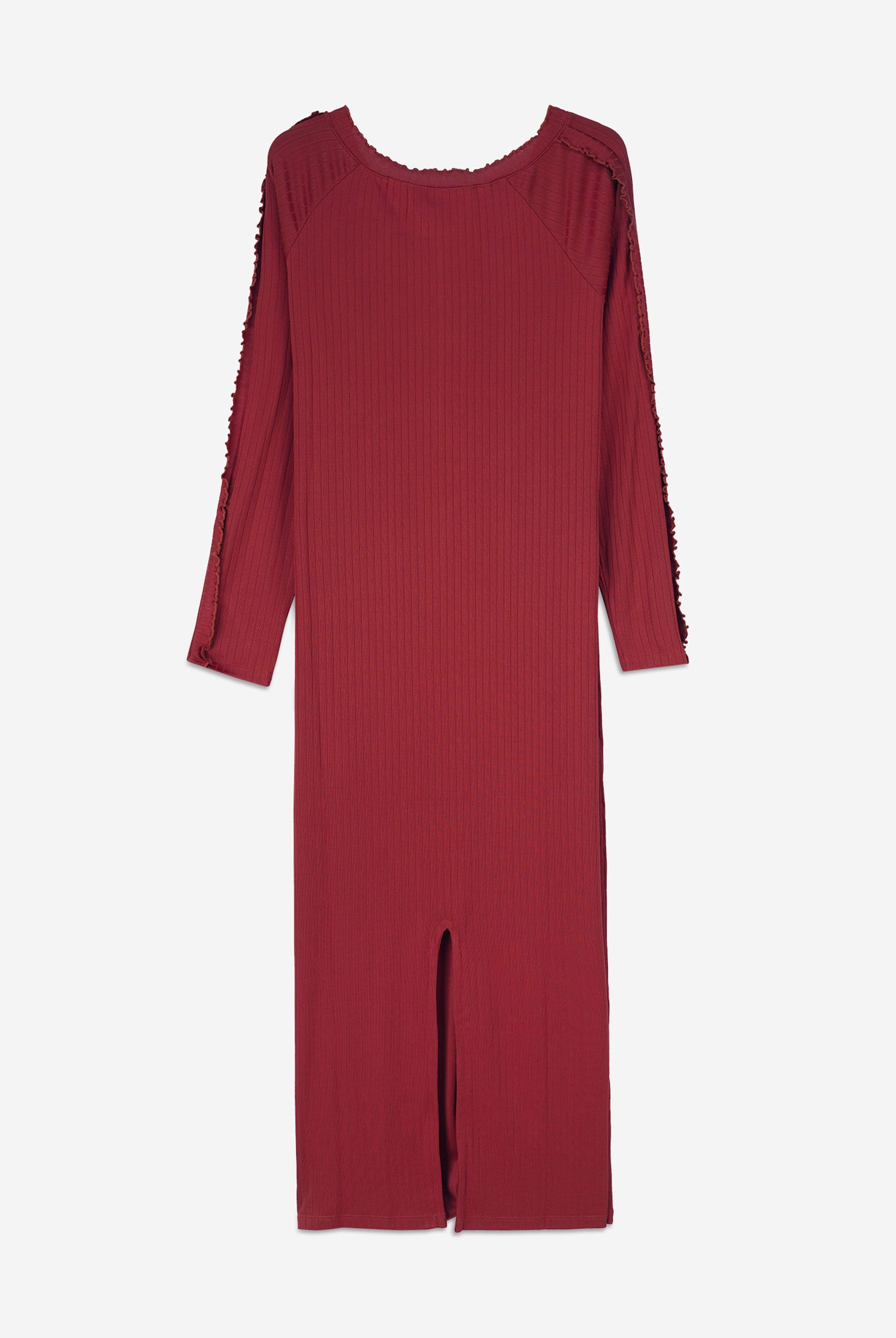 Ruffle Seam Midaxi Rib Dress