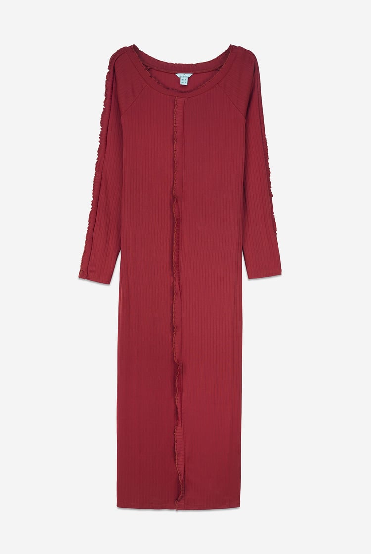 Ruffle Seam Midaxi Rib Dress