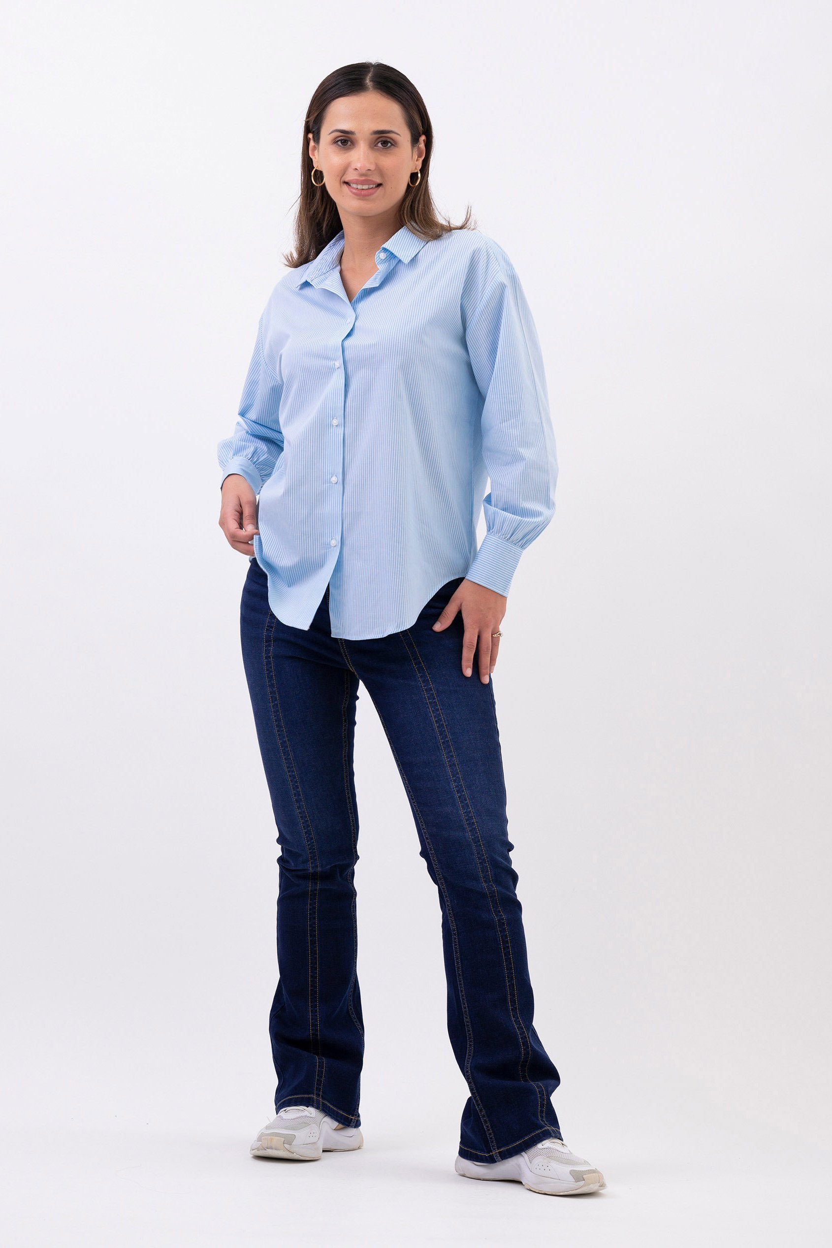 Long Sleeve Stripe Poplin Shirt