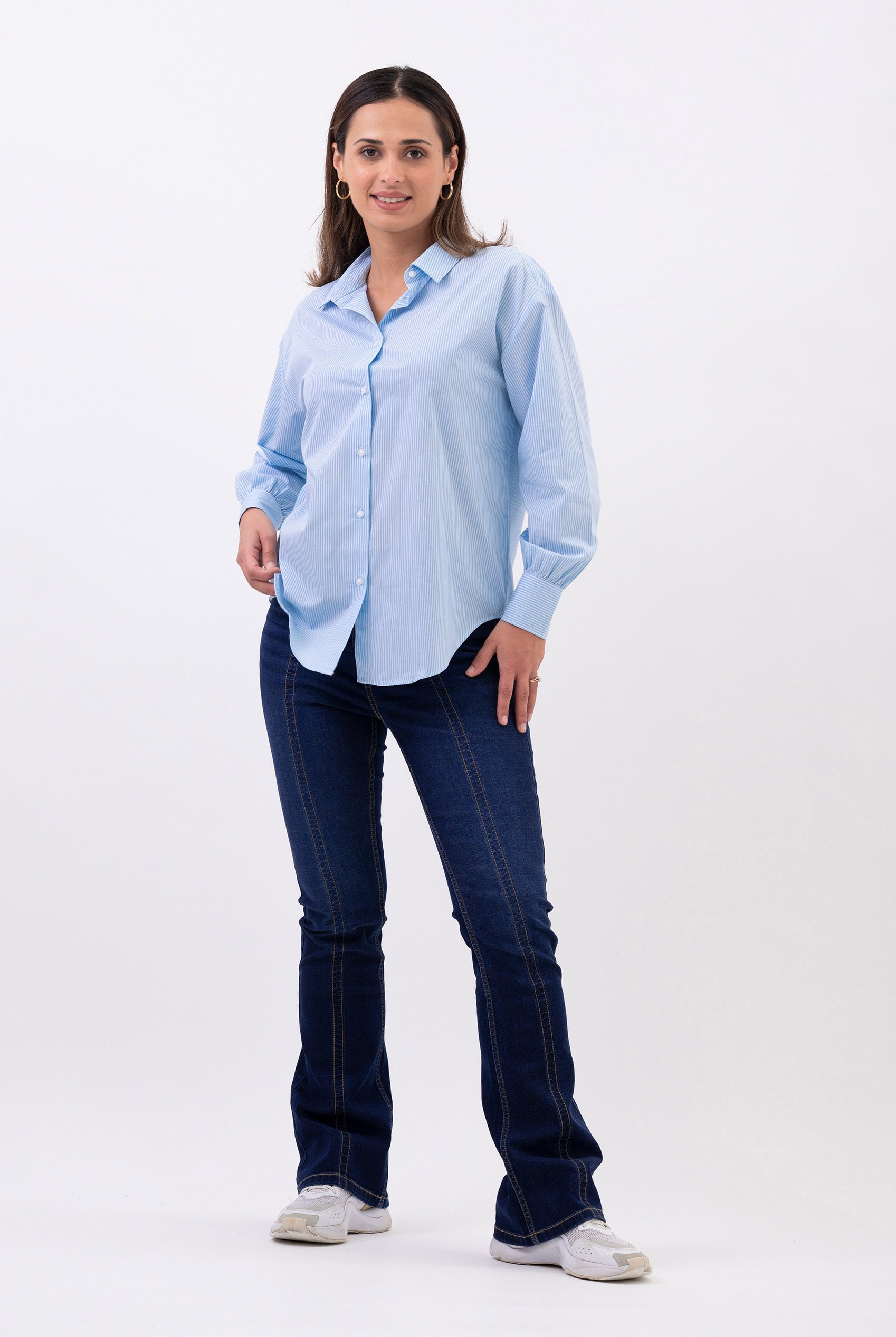 Long Sleeve Stripe Poplin Shirt