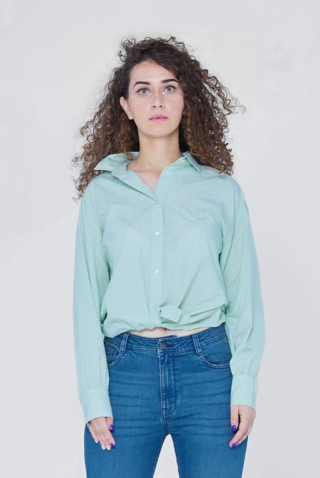 Blue Long Sleeve Stripe Poplin Shirt