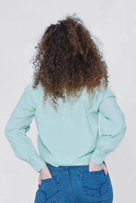 Green Long Sleeve Stripe Poplin Shirt