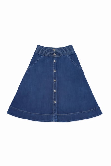 Deep Blue A-Line Midi Skirt
