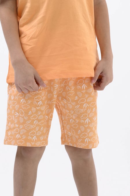 Boys Orange Printed Jersey Shorts (12/18mths-7yrs)