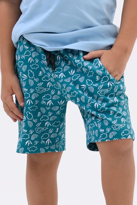Boys Blue Printed Jersey Shorts (12/18mths-7yrs)