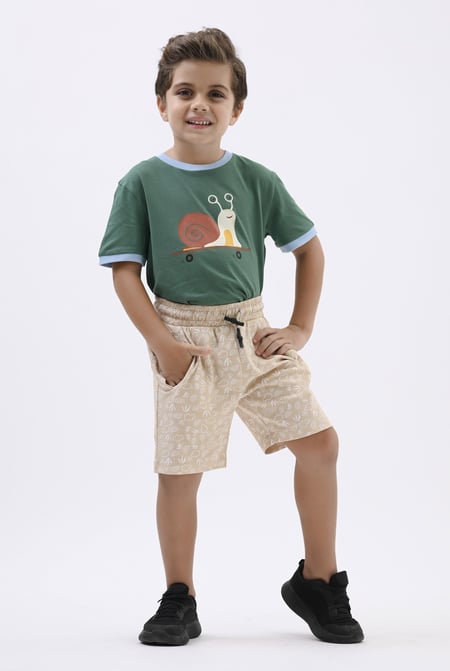 Boys Cream Printed Jersey Shorts (12/18mths-7yrs)