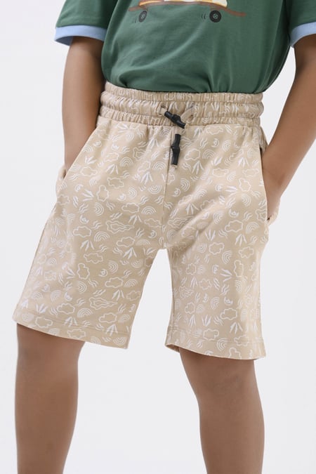 Boys Cream Printed Jersey Shorts (12/18mths-7yrs)