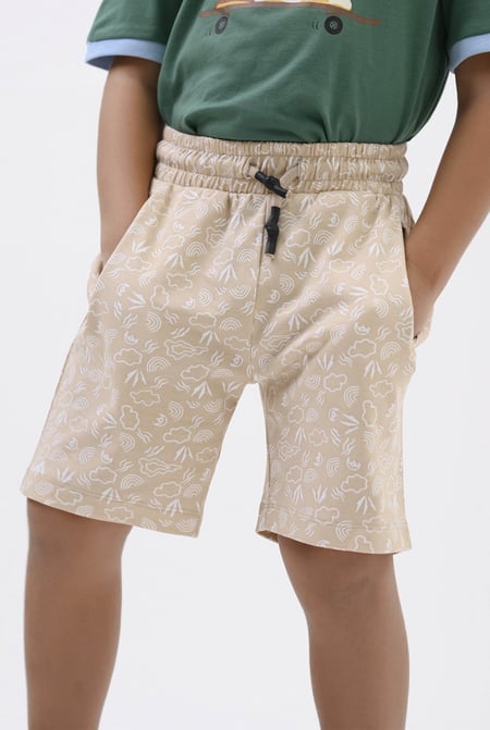 Boys Cream Printed Jersey Shorts (12/18mths-7yrs)