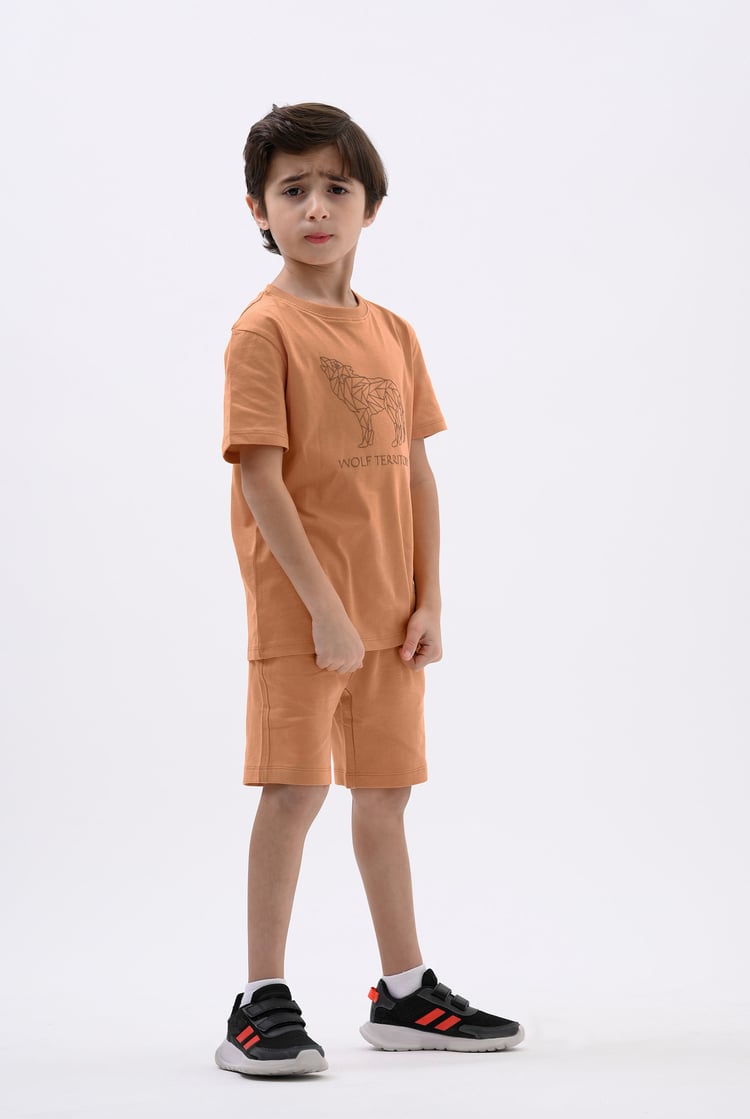 Boys Wolf Print T-shirt & Shorts Set (3yrs-9yrs)