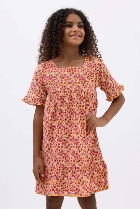 Girls Yellow Ditsy Print Dress (12/18mths-6/7yrs)