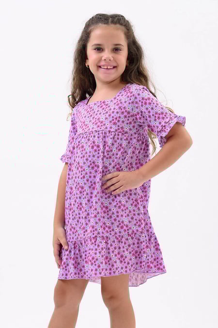 Girls Purple Ditsy Print Dress (12/18mths-6/7yrs)