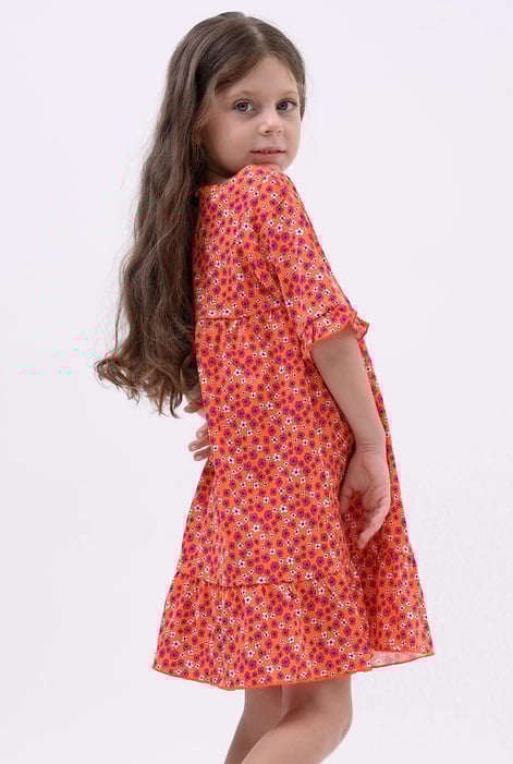 Girls Orange Ditsy Print Dress (12/18mths-6/7yrs)