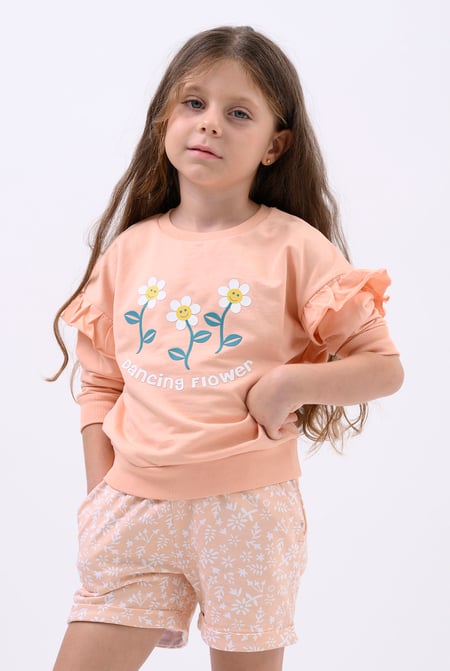 Girls Cream Floral Printed Shorts (12/18mths-6/7yrs)