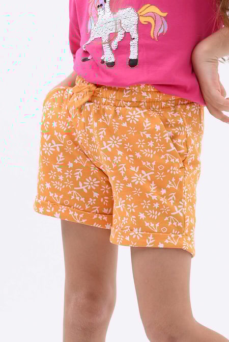 Girls Orange Floral Printed Shorts (12/18mths-6/7yrs)