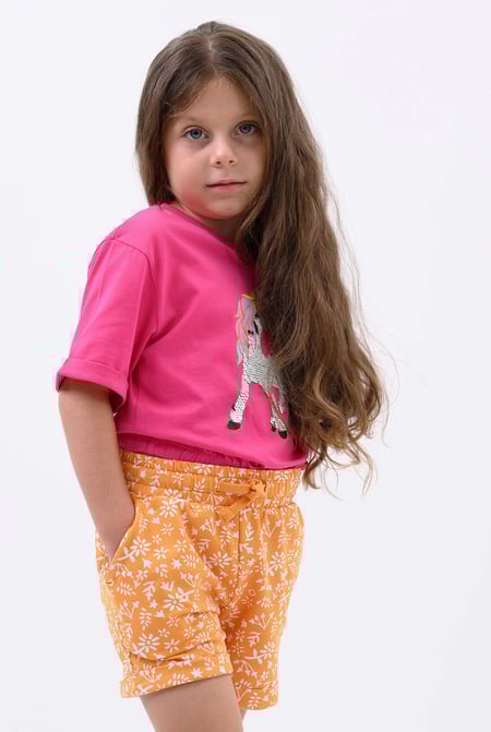 Girls Cream Floral Printed Shorts (12/18mths-6/7yrs)