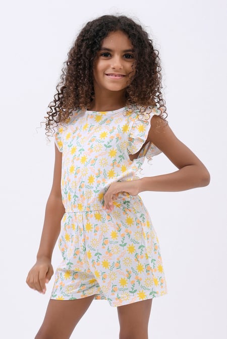 Girls White Sun Print Playsuit (12/18mths-6/7yrs)