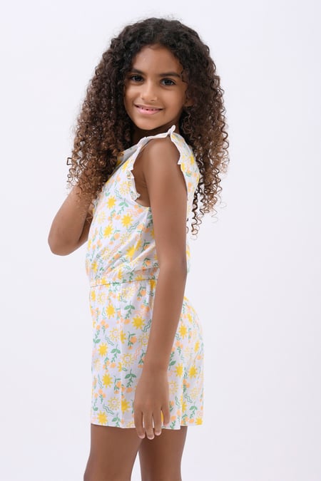 Girls White Sun Print Playsuit (12/18mths-6/7yrs)