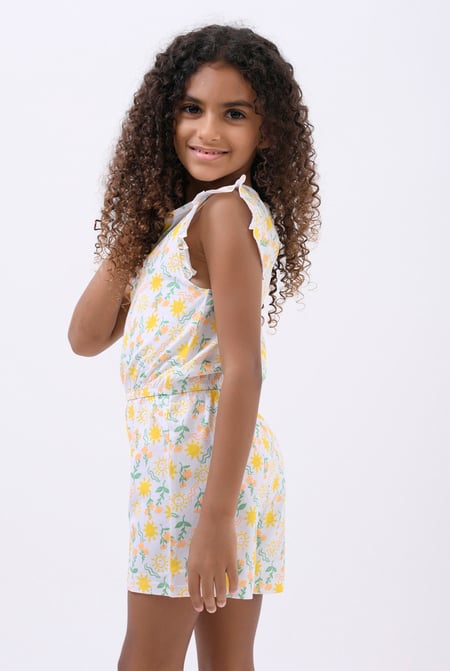 Girls White Sun Print Playsuit (12/18mths-6/7yrs)