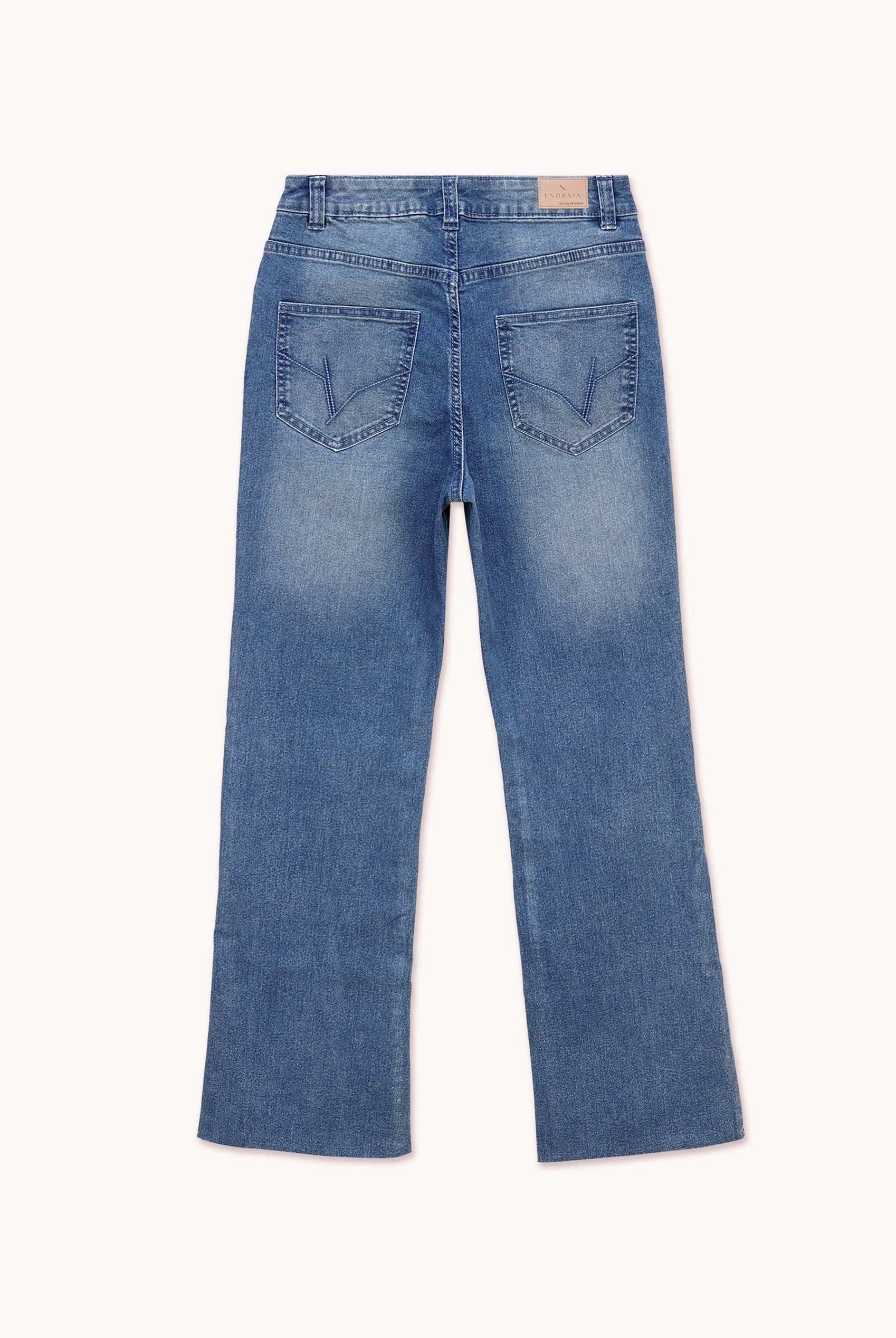 High Waist Raw Hem Flared Jeans