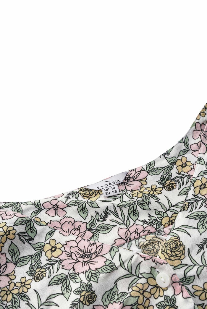 Printed Flute Sleeve Blouse