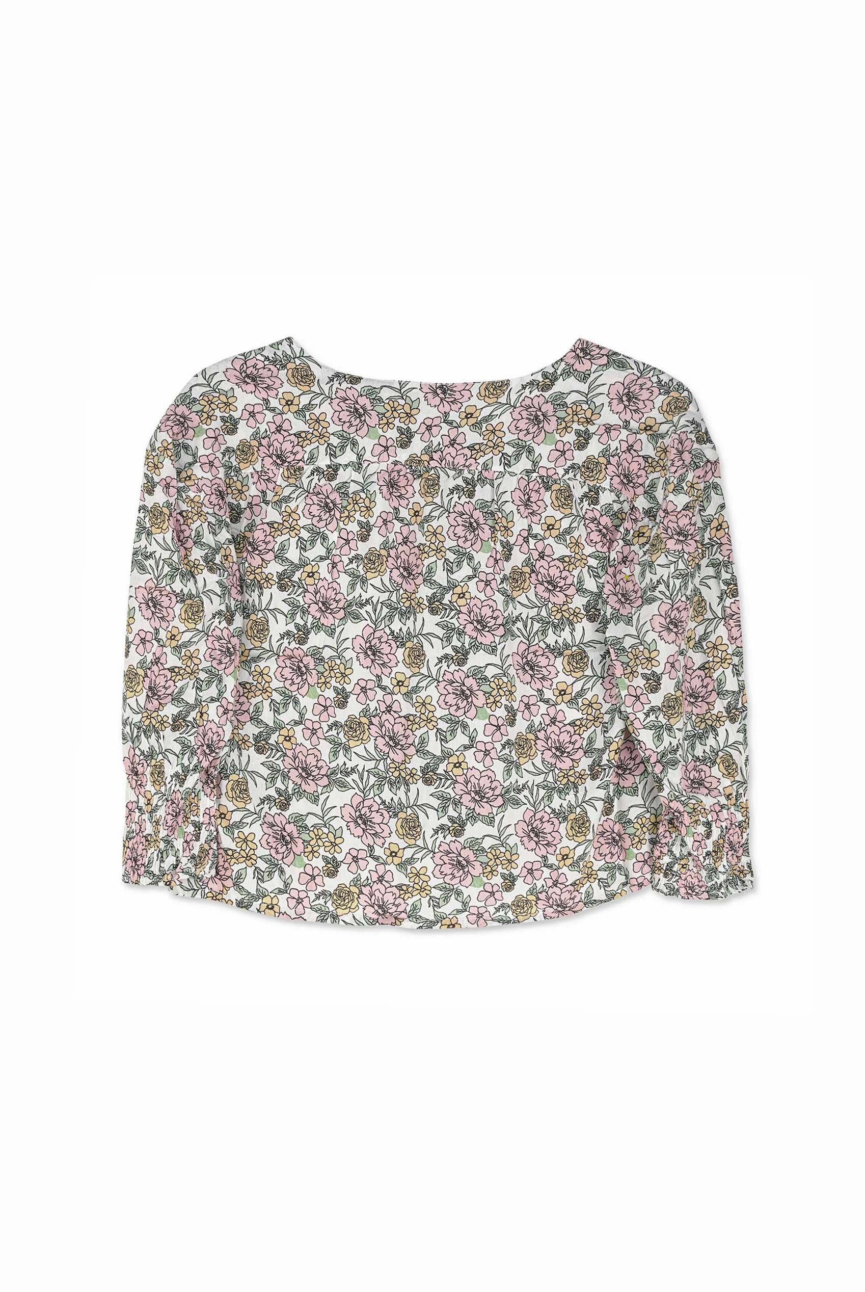 Printed Flute Sleeve Blouse