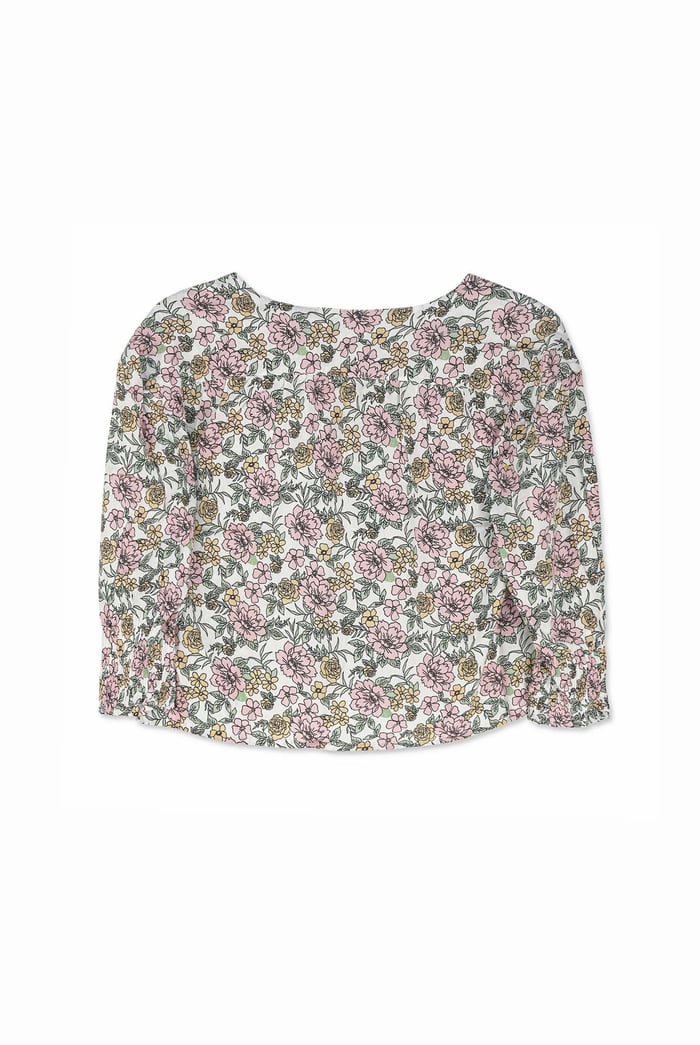 Printed Flute Sleeve Blouse
