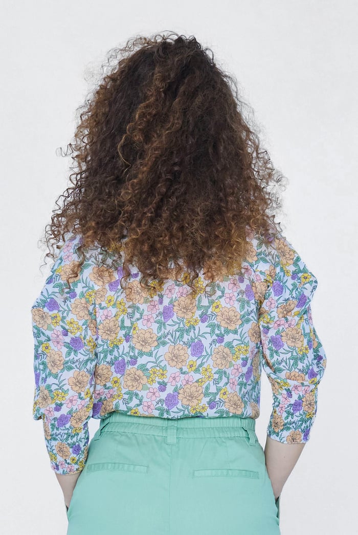 Printed Flute Sleeve Blouse