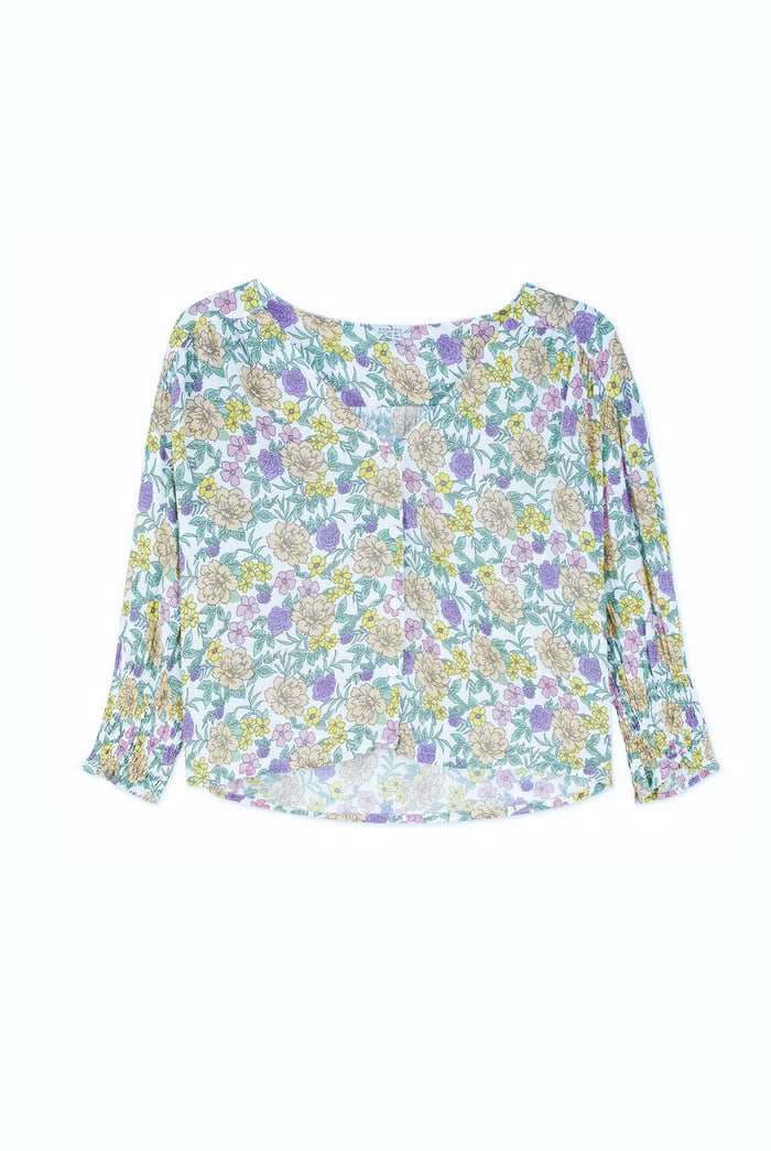 Printed Flute Sleeve Blouse