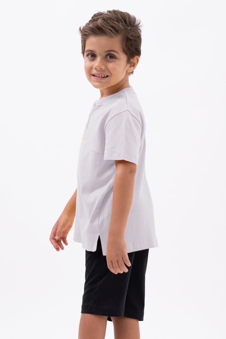 White Button Placket With Front Cut & Sew T-Shirt