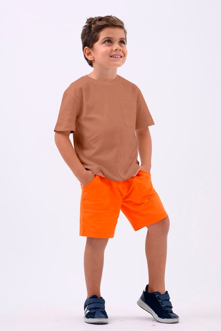 Boy's White Basic T-Shirt With Pocket
