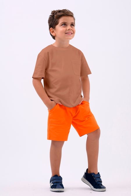 Boy's White Basic T-Shirt With Pocket