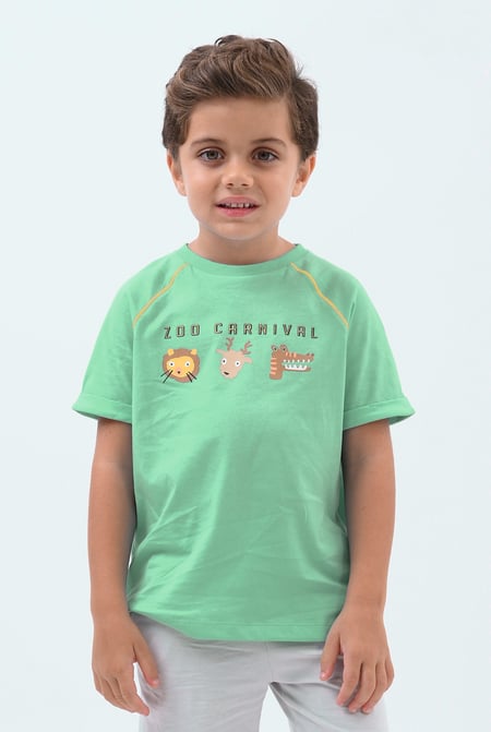 White Zoo Carnival Printed T-Shirt