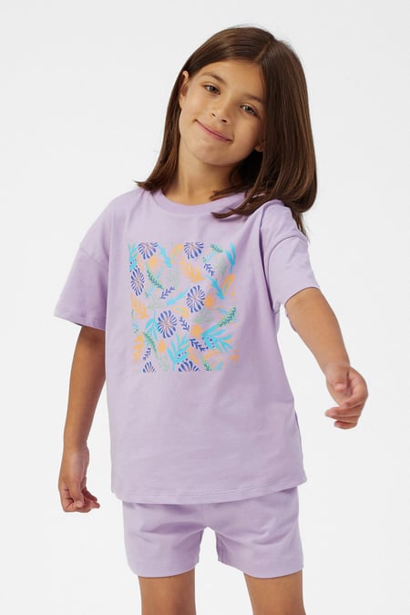 Girls Pink Oversized Printed T-Shirt