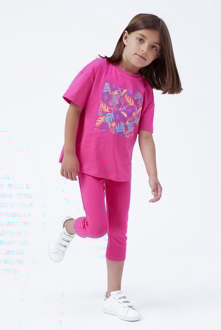 Girls Oversized Printed T-Shirt