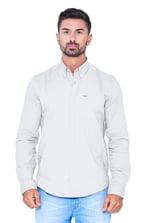 White Mens Button Down Collar L/S Shirt