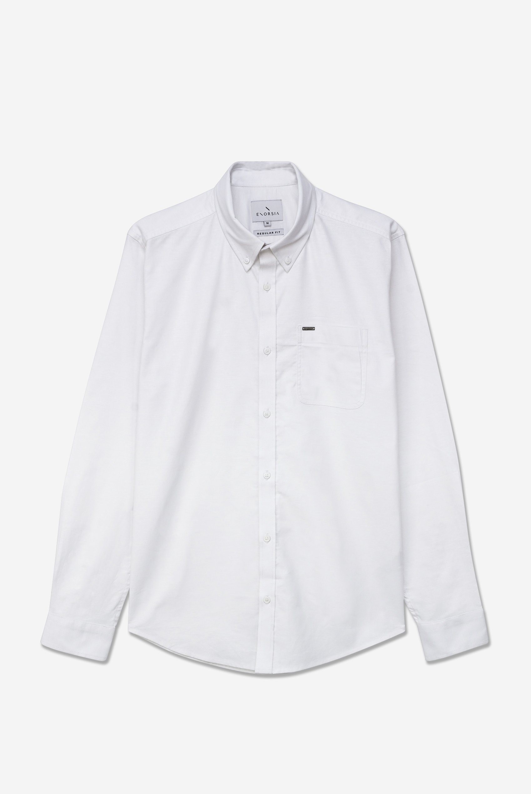 White Mens Button Down Collar L/S Shirt