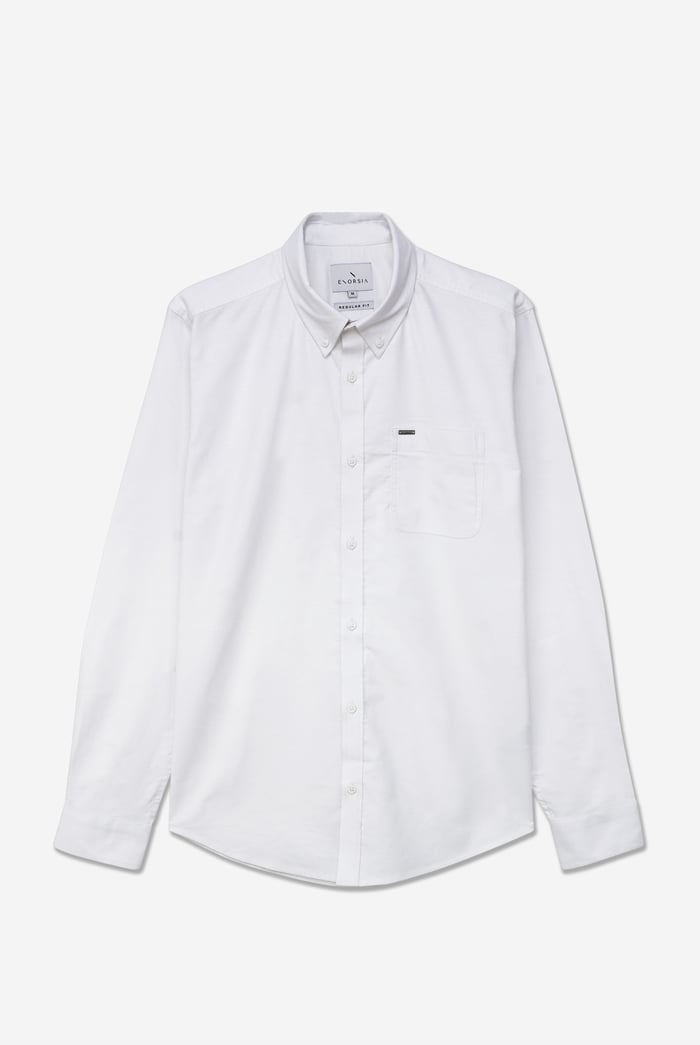 White Mens Button Down Collar L/S Shirt
