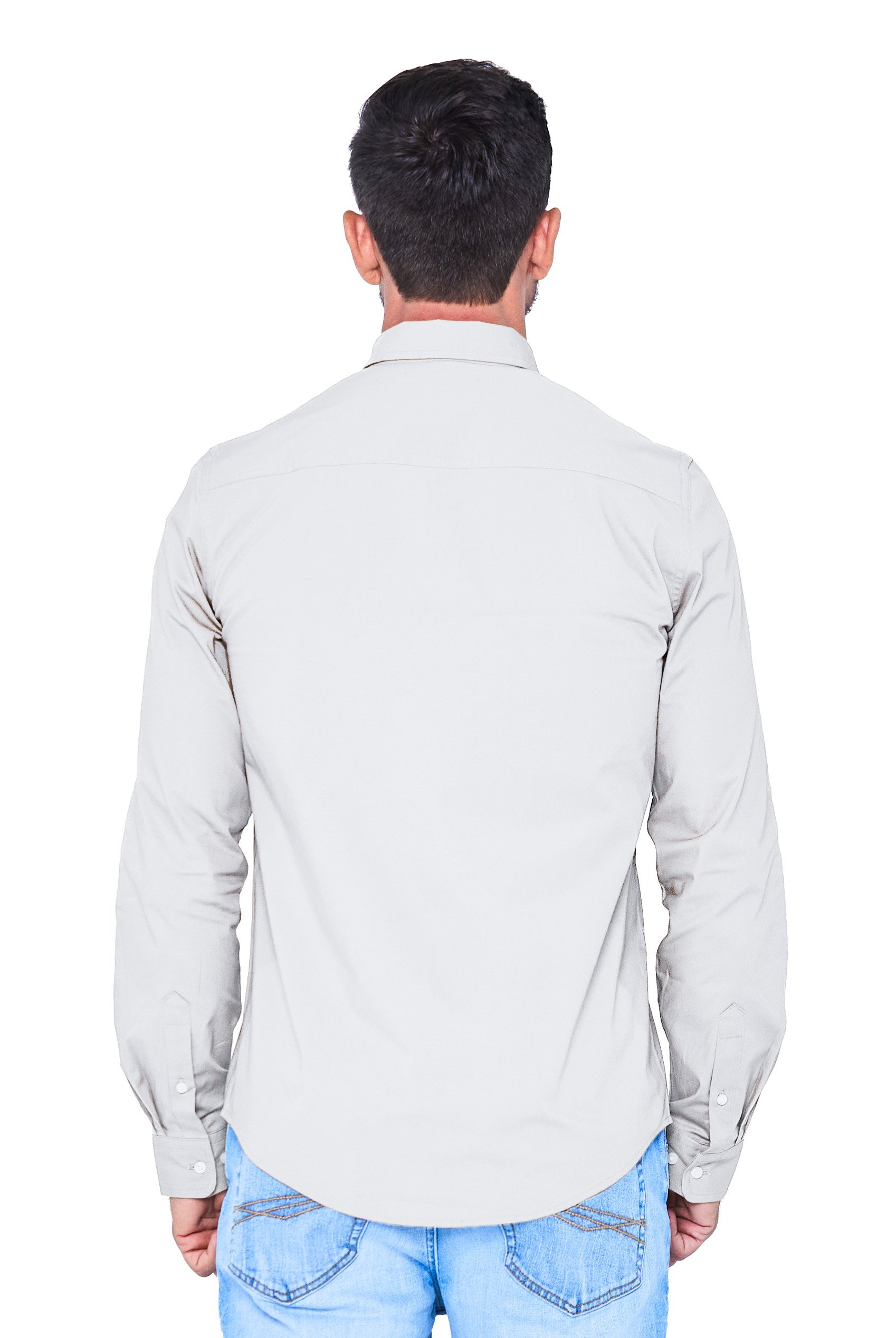 White Mens Button Down Collar L/S Shirt