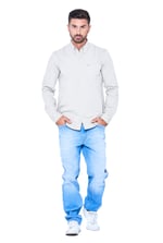 White Mens Button Down Collar L/S Shirt